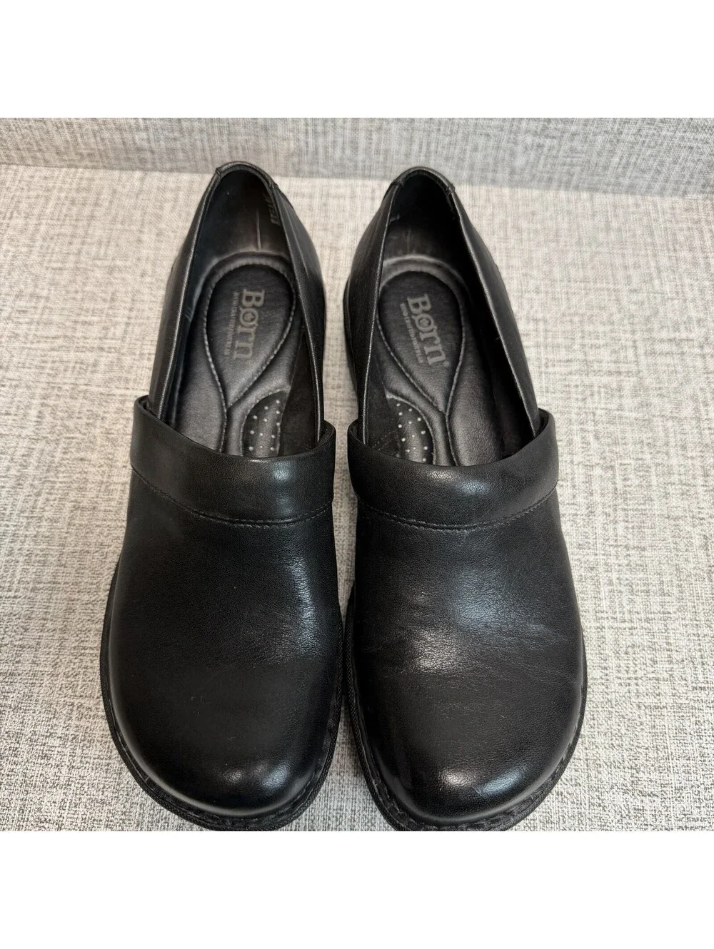 Born Shoes Womens Size 6.5 M Black Leather Toby Duo Clogs Slip On